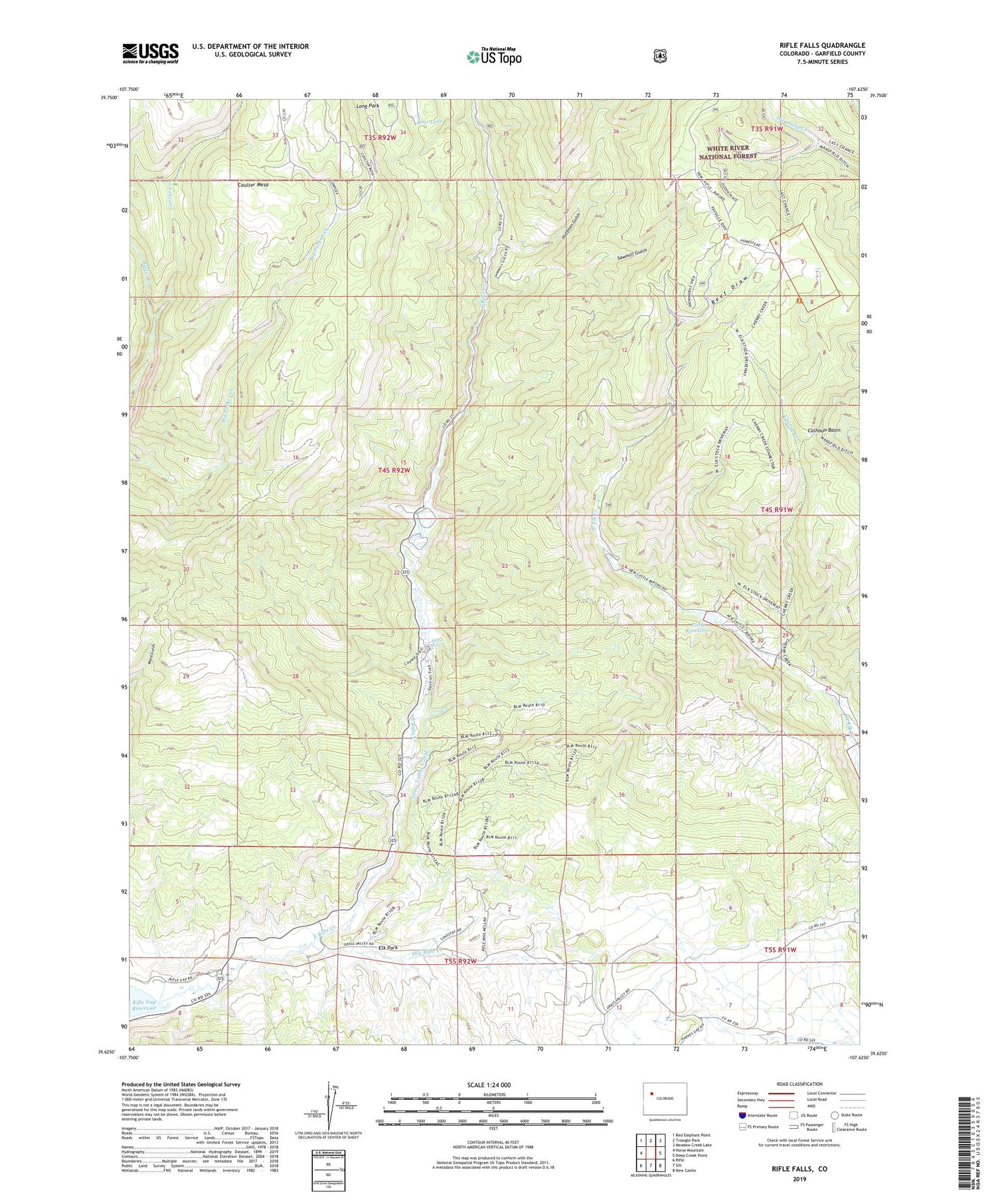 Rifle Falls Colorado US Topo Map Image