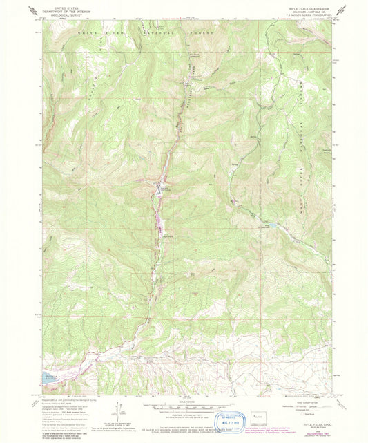 Classic USGS Rifle Falls Colorado 7.5'x7.5' Topo Map Image