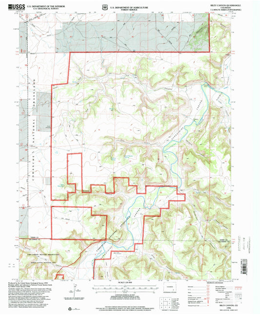 Classic USGS Riley Canyon Colorado 7.5'x7.5' Topo Map Image