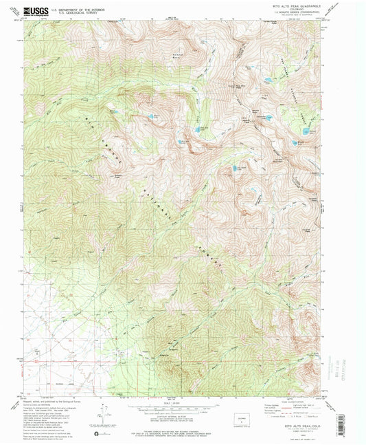 USGS Classic Rito Alto Peak Colorado 7.5'x7.5' Topo Map Image