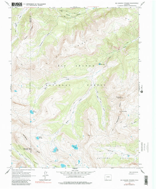 USGS Classic Rio Grande Pyramid Colorado 7.5'x7.5' Topo Map Image