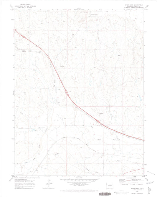 Classic USGS River Bend Colorado 7.5'x7.5' Topo Map Image