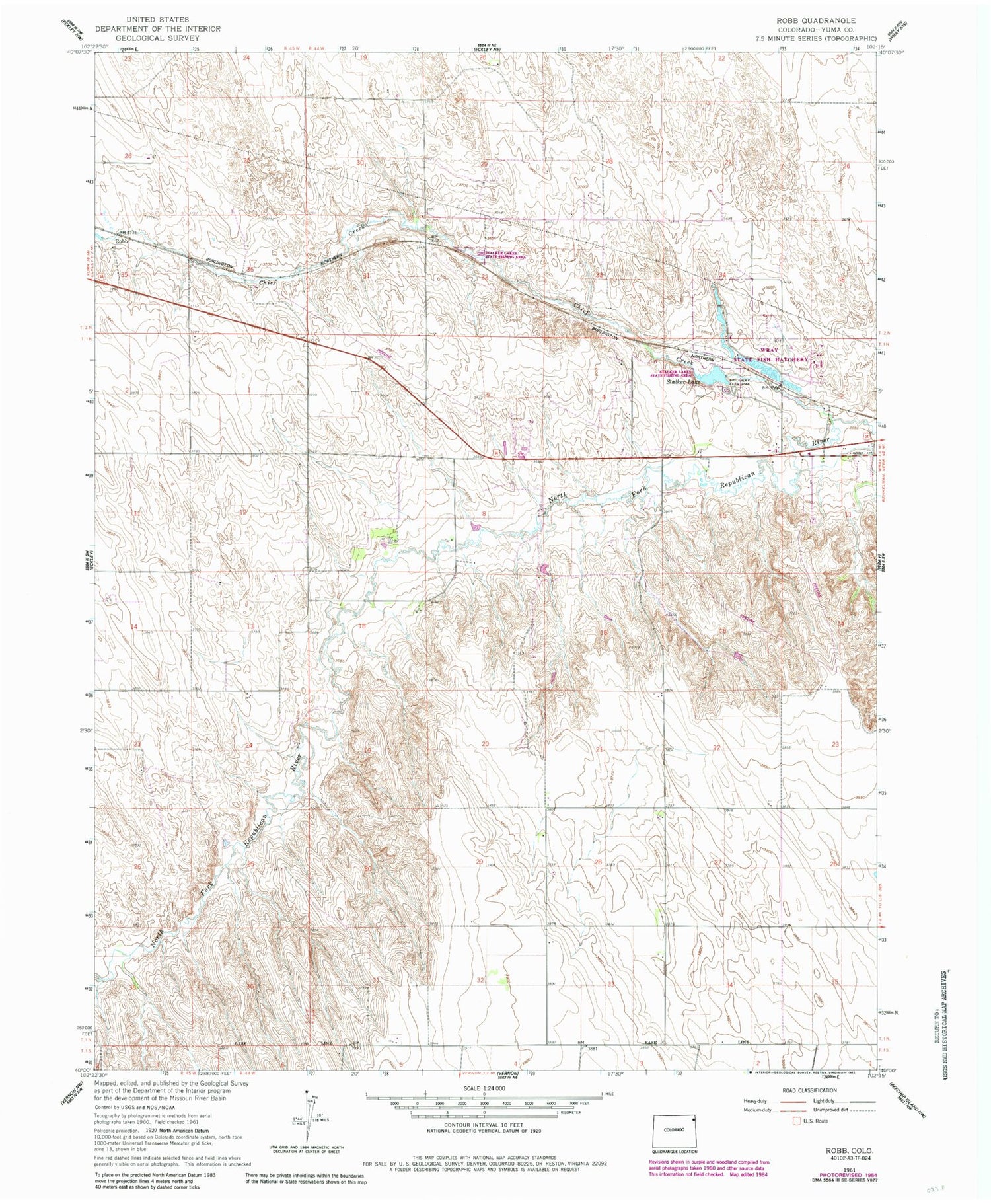 Classic USGS Robb Colorado 7.5'x7.5' Topo Map Image
