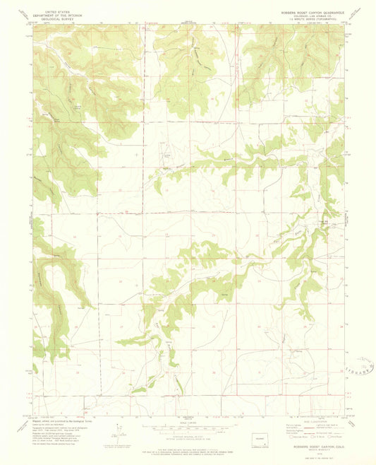 Classic USGS Robbers Roost Canyon Colorado 7.5'x7.5' Topo Map Image