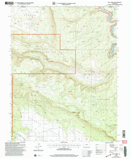 Classic USGS Roc Creek Colorado 7.5'x7.5' Topo Map Image