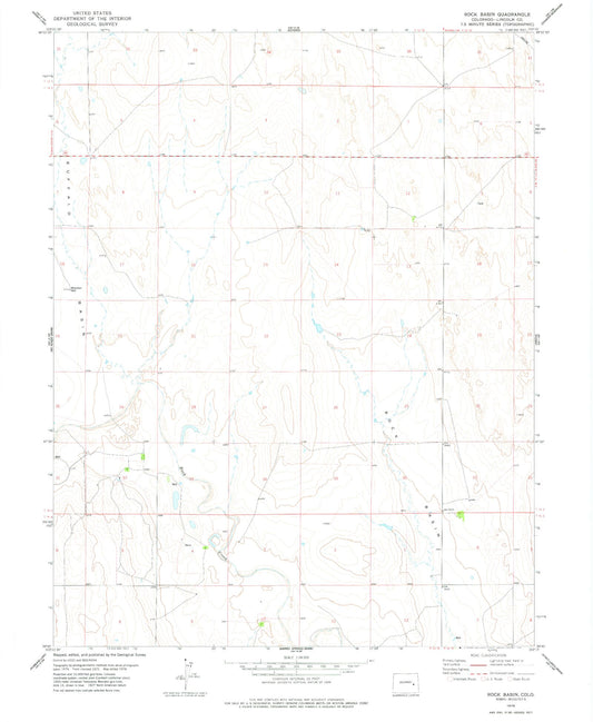 Classic USGS Rock Basin Colorado 7.5'x7.5' Topo Map Image