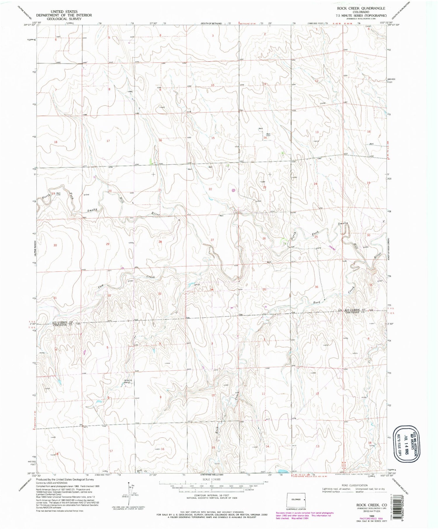 Classic USGS Rock Creek Colorado 7.5'x7.5' Topo Map Image