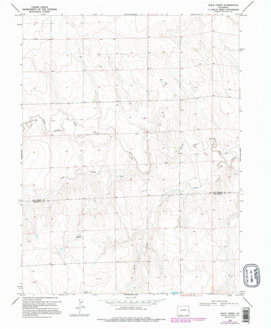 Classic USGS Rock Creek Colorado 7.5'x7.5' Topo Map Image