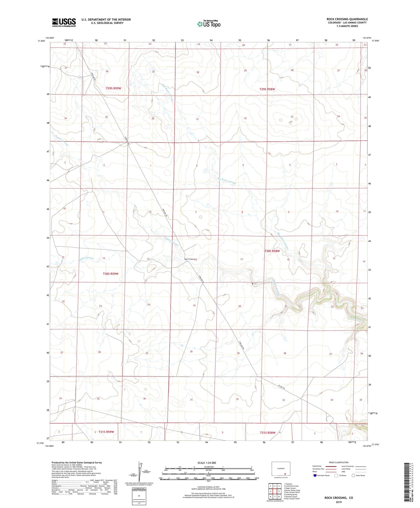Rock Crossing Colorado US Topo Map Image