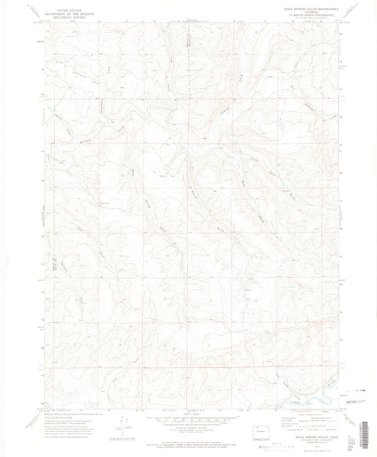 Classic USGS Rock Spring Gulch Colorado 7.5'x7.5' Topo Map Image