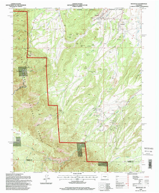 Classic USGS Rockvale Colorado 7.5'x7.5' Topo Map Image