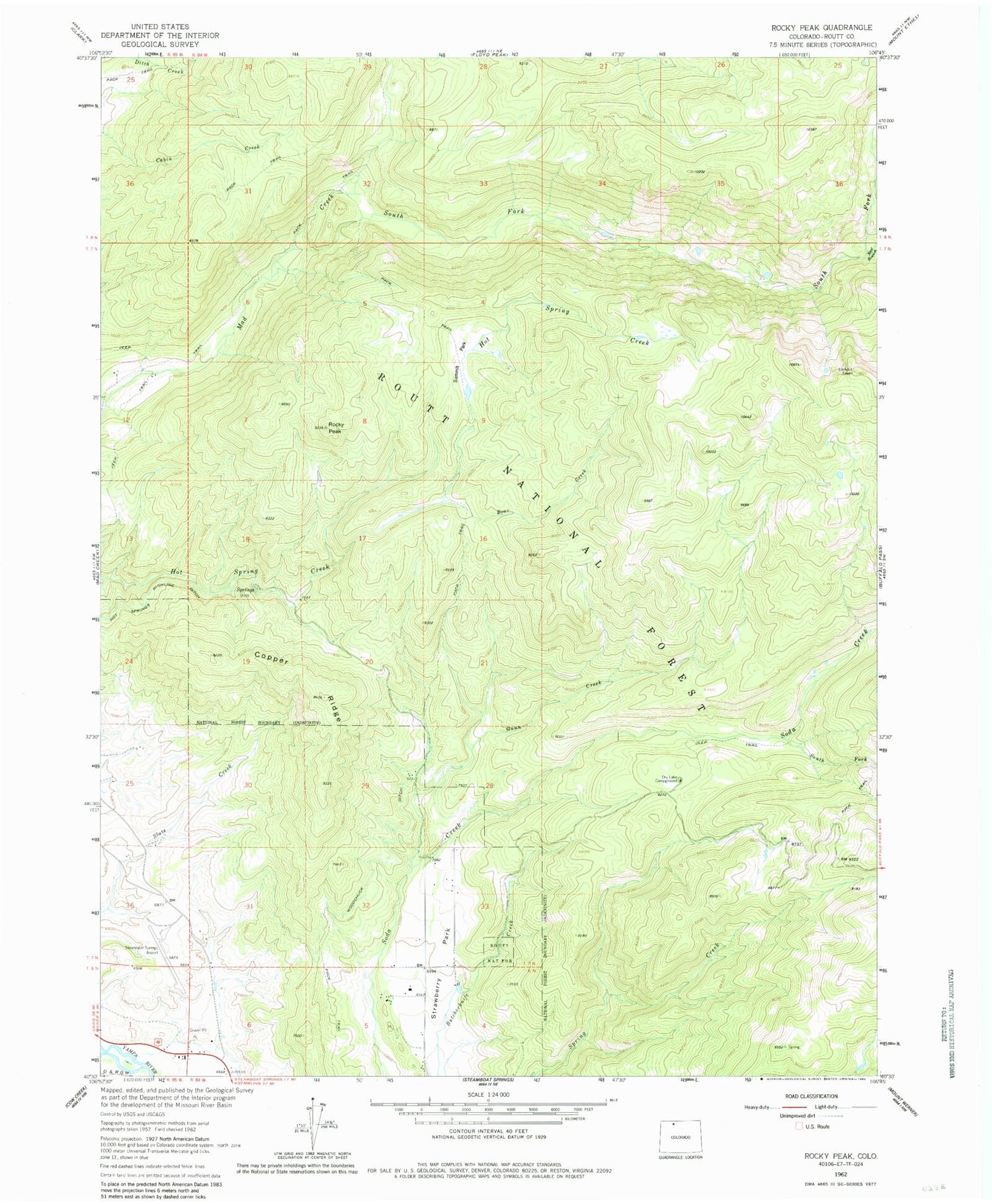 Classic USGS Rocky Peak Colorado 7.5'x7.5' Topo Map Image