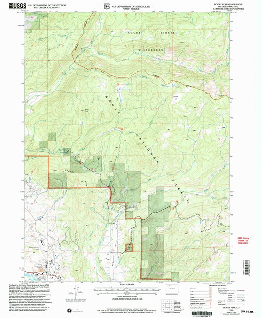 Classic USGS Rocky Peak Colorado 7.5'x7.5' Topo Map Image
