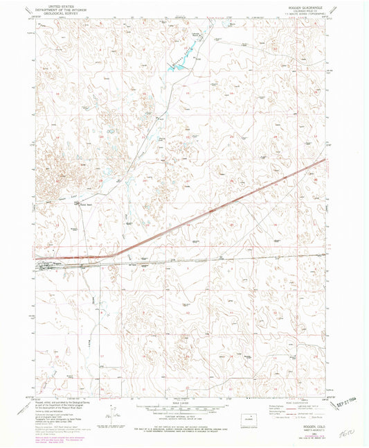 Classic USGS Roggen Colorado 7.5'x7.5' Topo Map Image