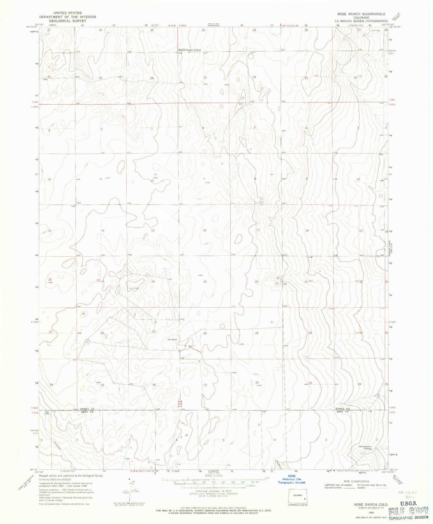 Classic USGS Rose Ranch Colorado 7.5'x7.5' Topo Map Image