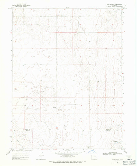 Classic USGS Rose Ranch Colorado 7.5'x7.5' Topo Map Image