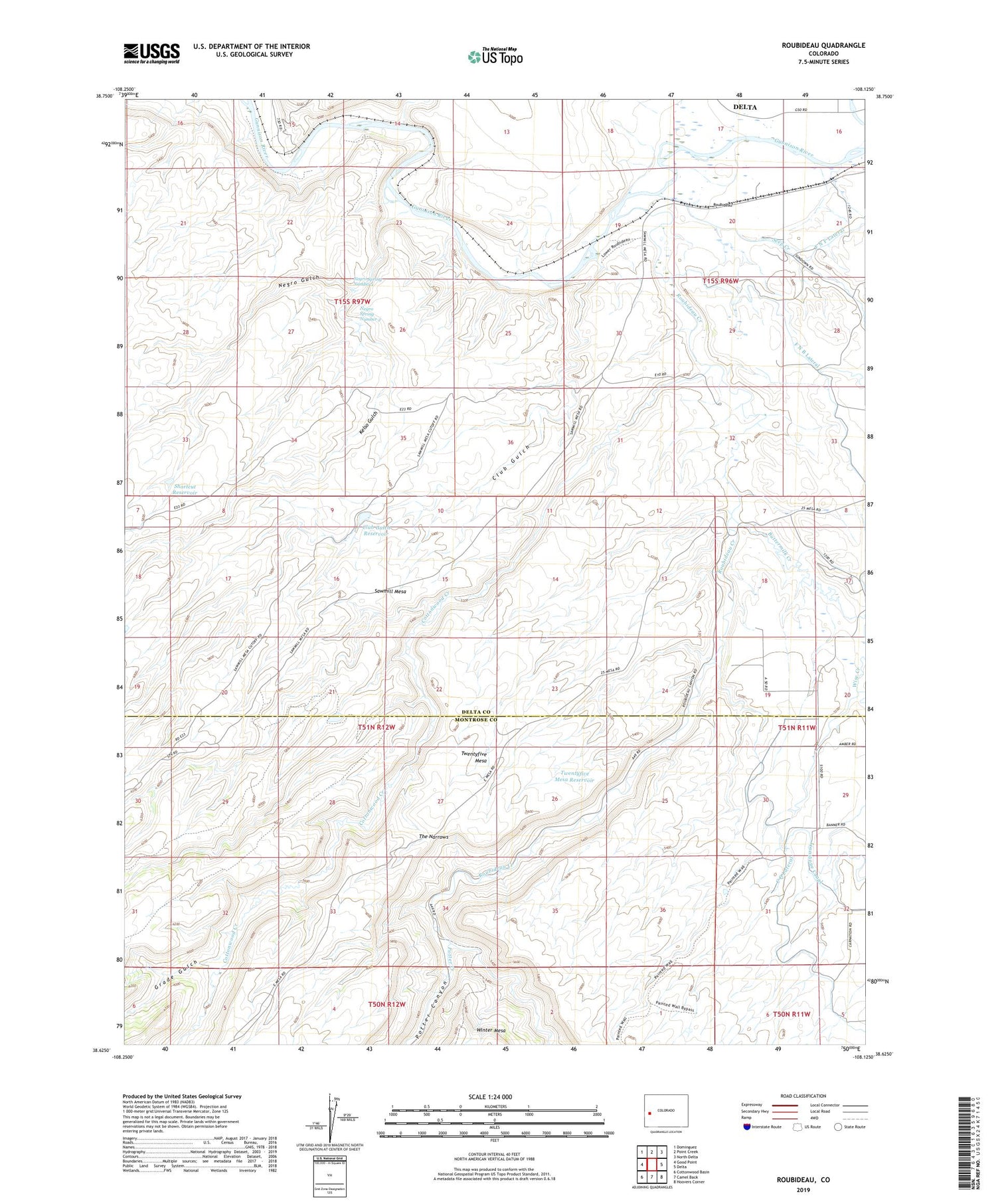 Roubideau Colorado US Topo Map Image