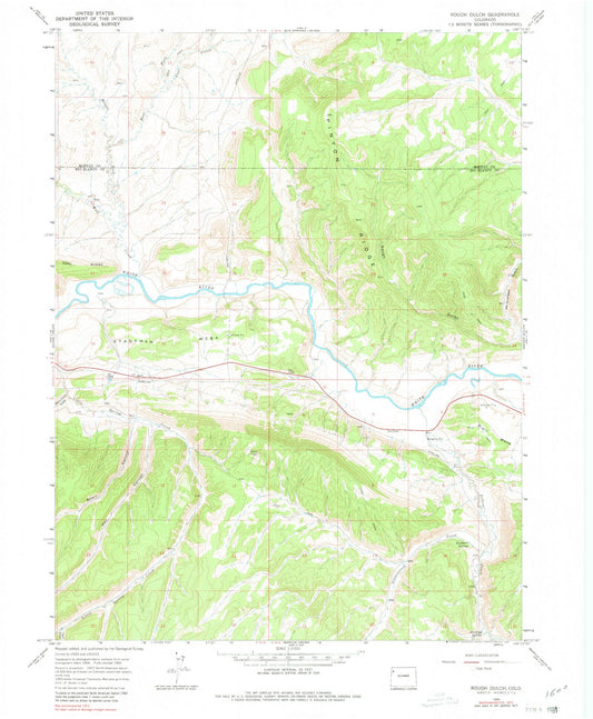 Classic USGS Rough Gulch Colorado 7.5'x7.5' Topo Map Image