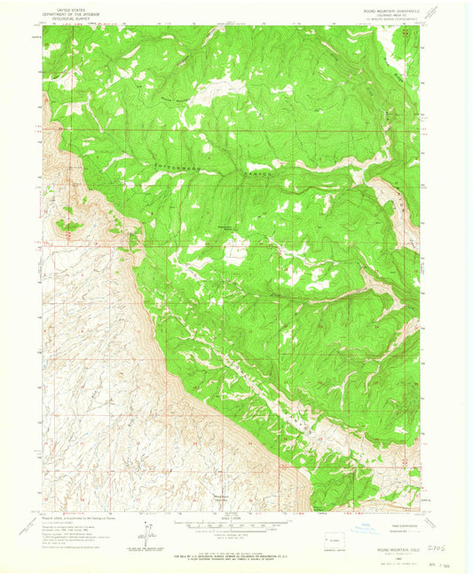 Classic USGS Round Mountain Colorado 7.5'x7.5' Topo Map Image