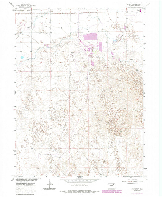 Classic USGS Round Top Colorado 7.5'x7.5' Topo Map Image
