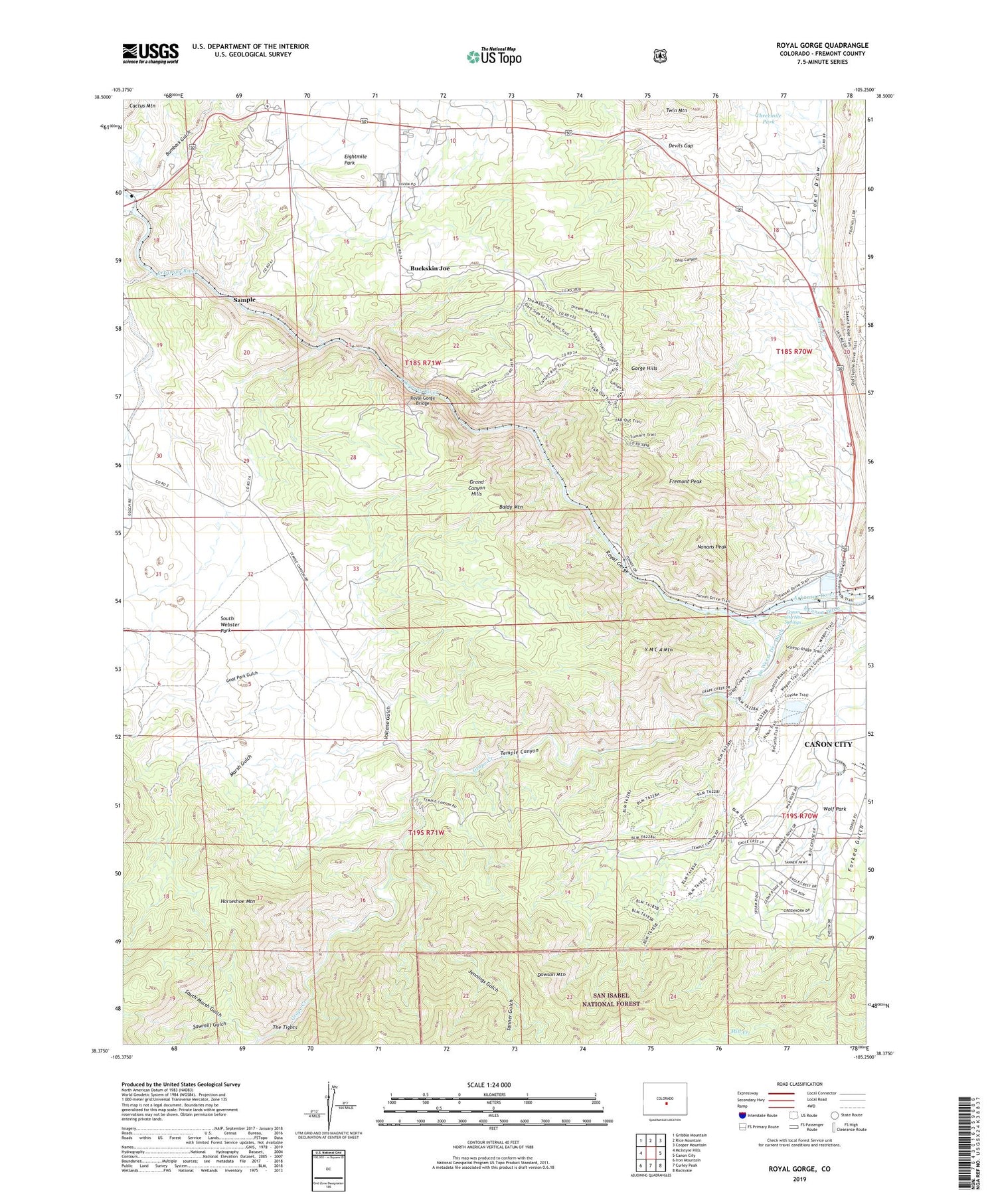 Royal Gorge Colorado US Topo Map Image
