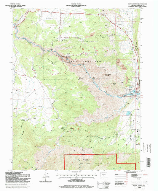 Classic USGS Royal Gorge Colorado 7.5'x7.5' Topo Map Image