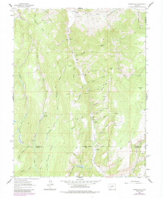 Classic USGS Rudolph Hill Colorado 7.5'x7.5' Topo Map Image