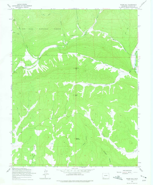 Classic USGS Rules Hill Colorado 7.5'x7.5' Topo Map Image