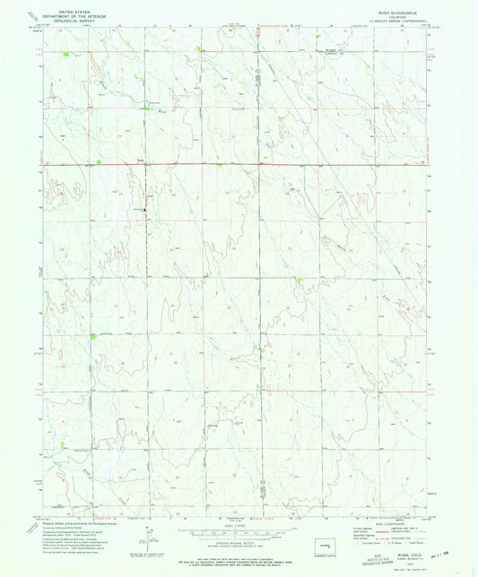 Classic USGS Rush Colorado 7.5'x7.5' Topo Map Image