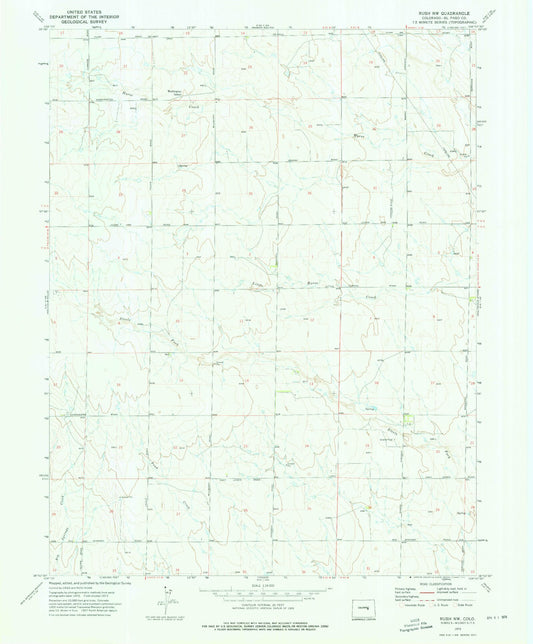 Classic USGS Rush NW Colorado 7.5'x7.5' Topo Map Image