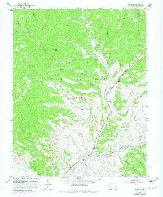 Classic USGS Russell Colorado 7.5'x7.5' Topo Map Image