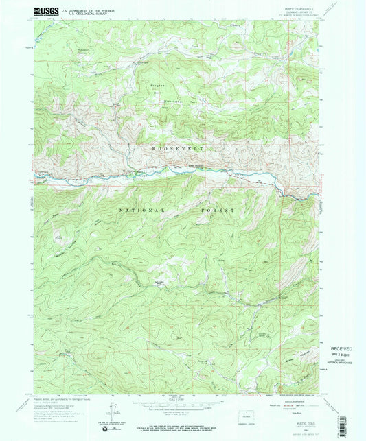 Classic USGS Rustic Colorado 7.5'x7.5' Topo Map Image