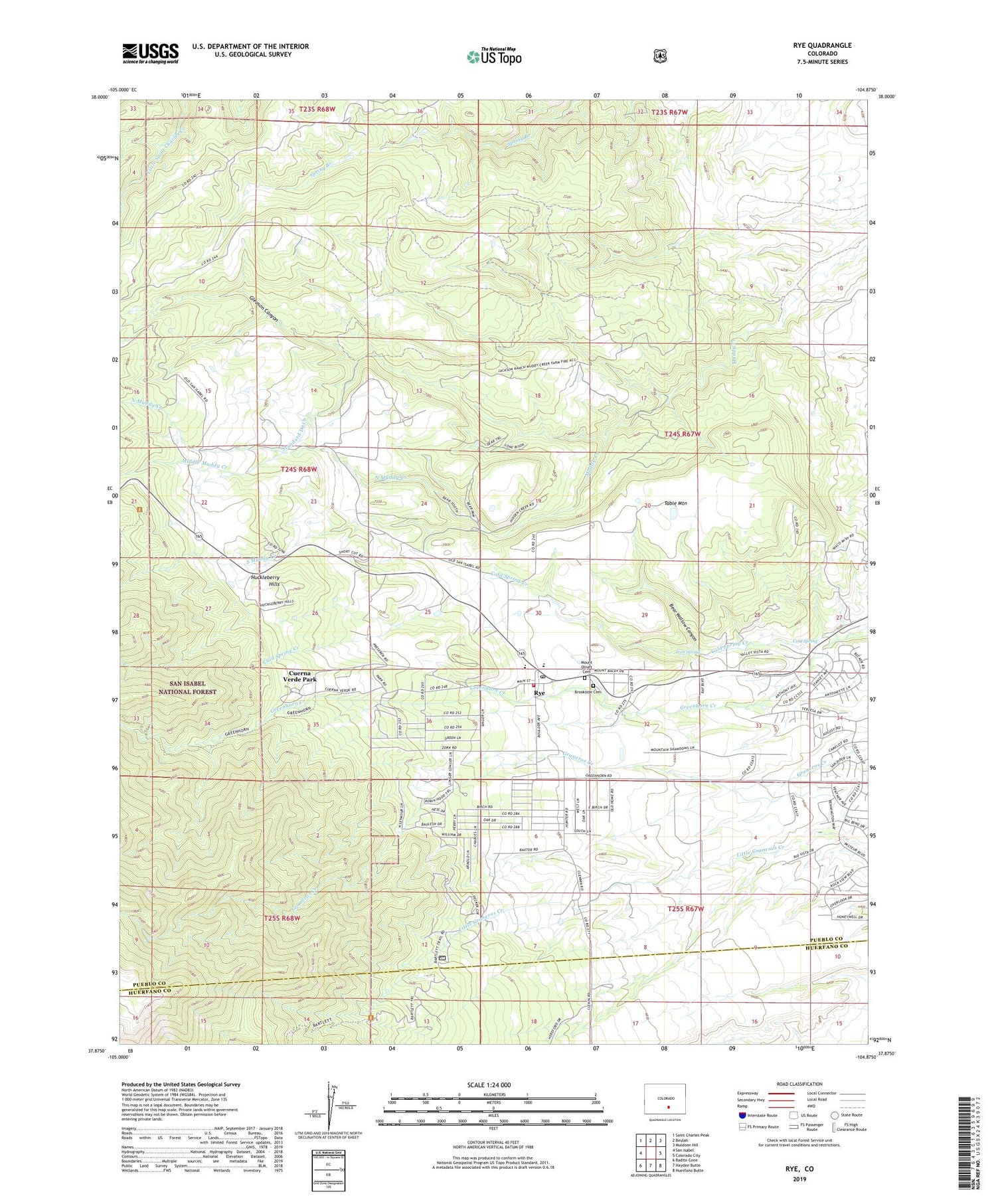 Rye Colorado US Topo Map Image