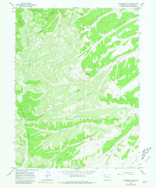 Classic USGS Sagebrush Hill Colorado 7.5'x7.5' Topo Map Image