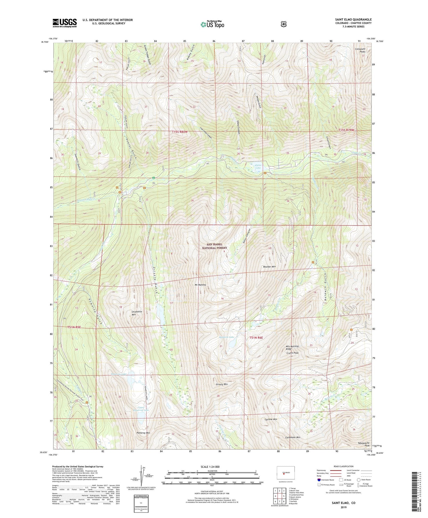 Saint Elmo Colorado US Topo Map Image