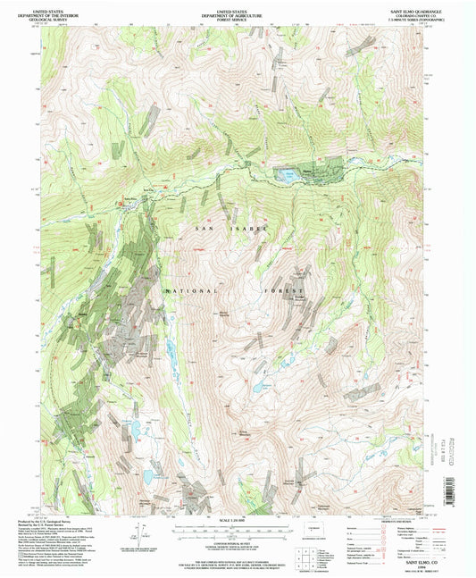 Classic USGS Saint Elmo Colorado 7.5'x7.5' Topo Map Image