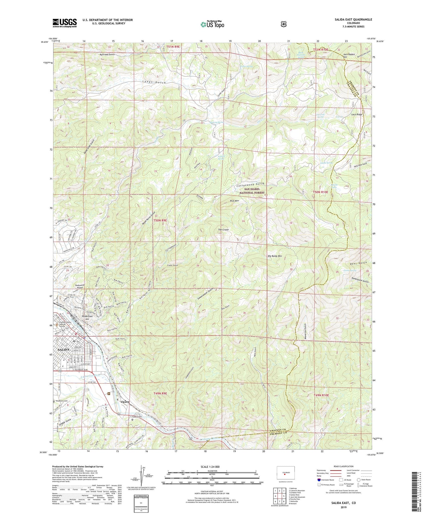 Salida East Colorado US Topo Map Image