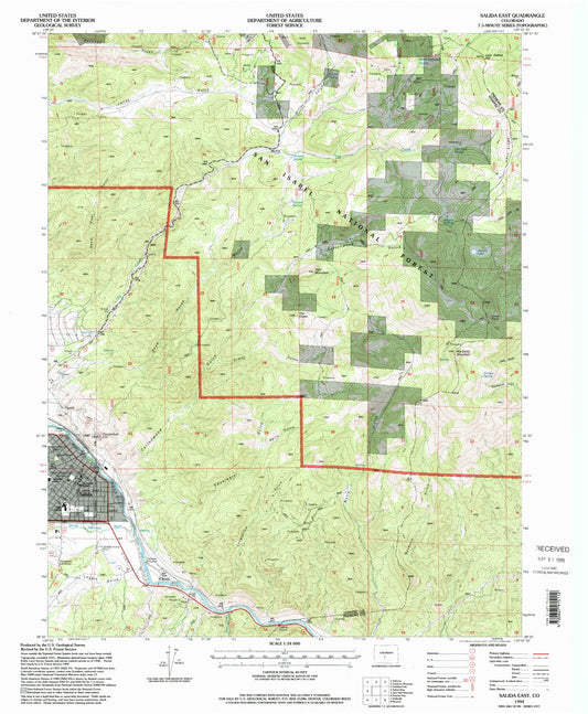 Classic USGS Salida East Colorado 7.5'x7.5' Topo Map Image