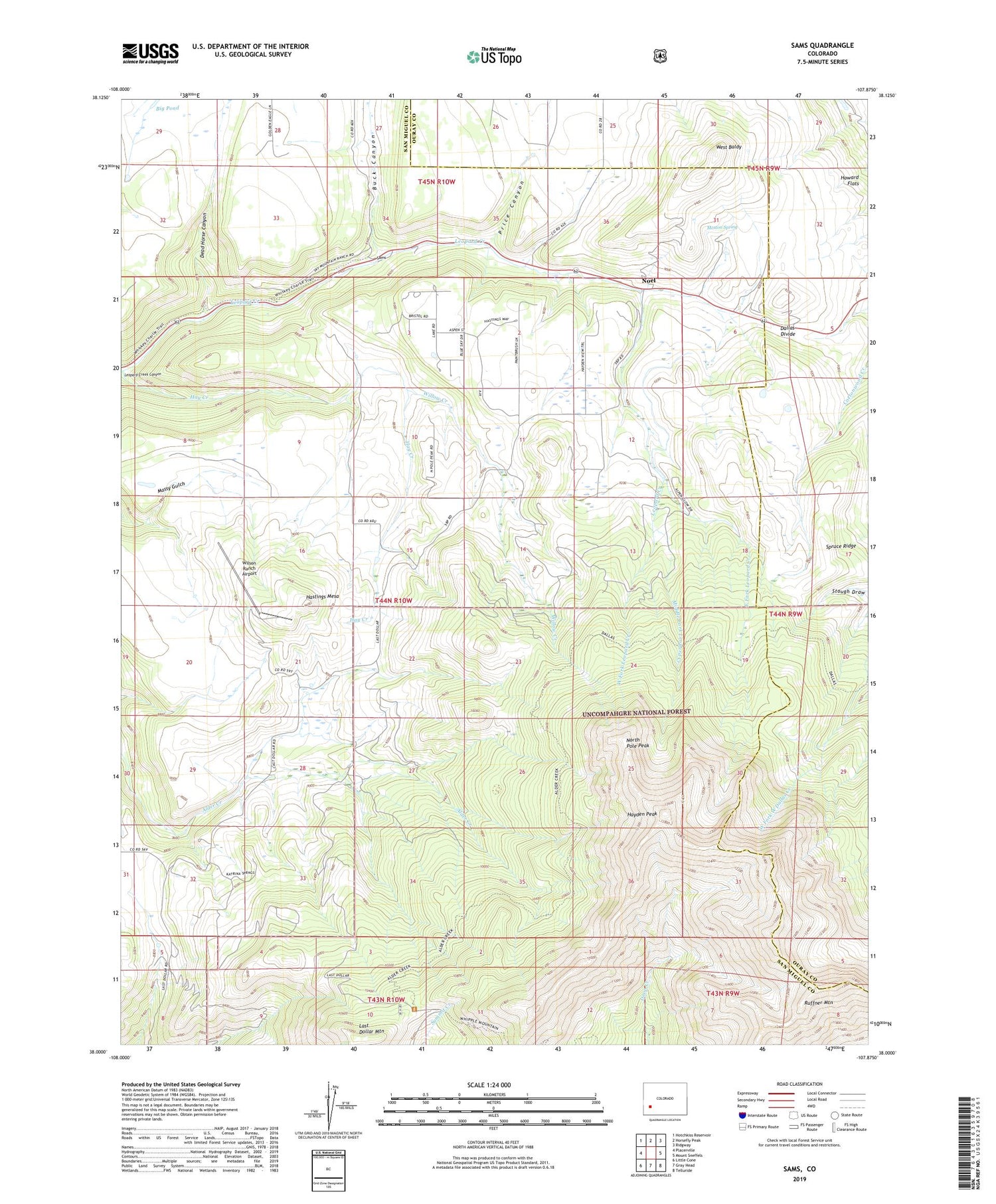 Sams Colorado US Topo Map Image