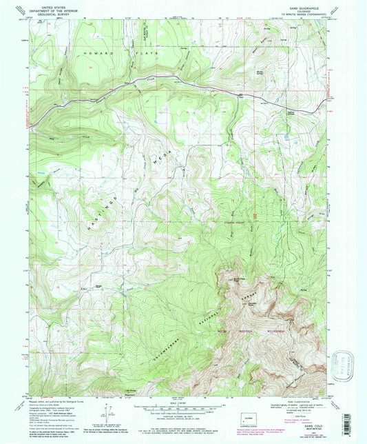 Classic USGS Sams Colorado 7.5'x7.5' Topo Map Image