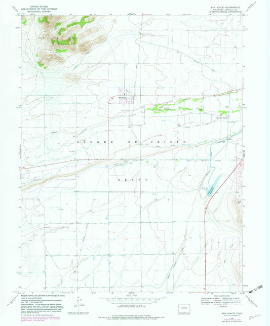 Classic USGS San Acacio Colorado 7.5'x7.5' Topo Map Image