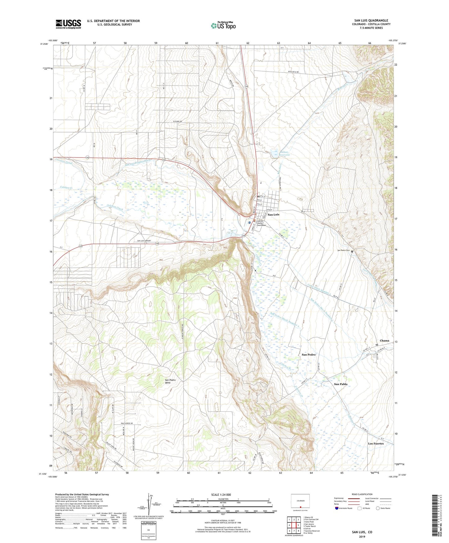 San Luis Colorado US Topo Map Image