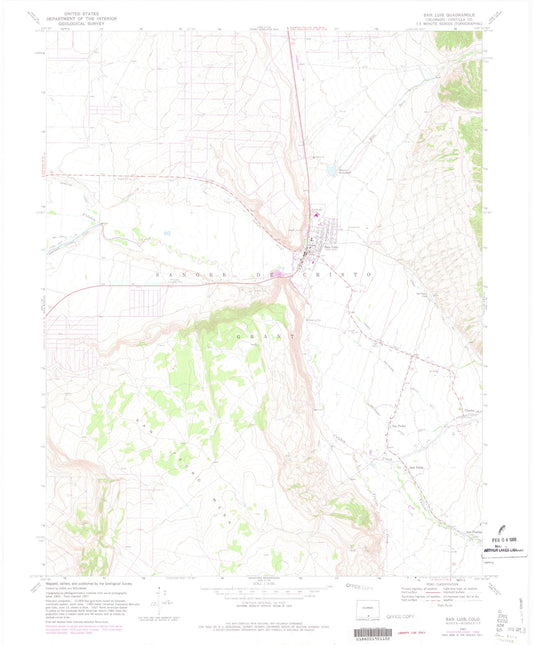 Classic USGS San Luis Colorado 7.5'x7.5' Topo Map Image