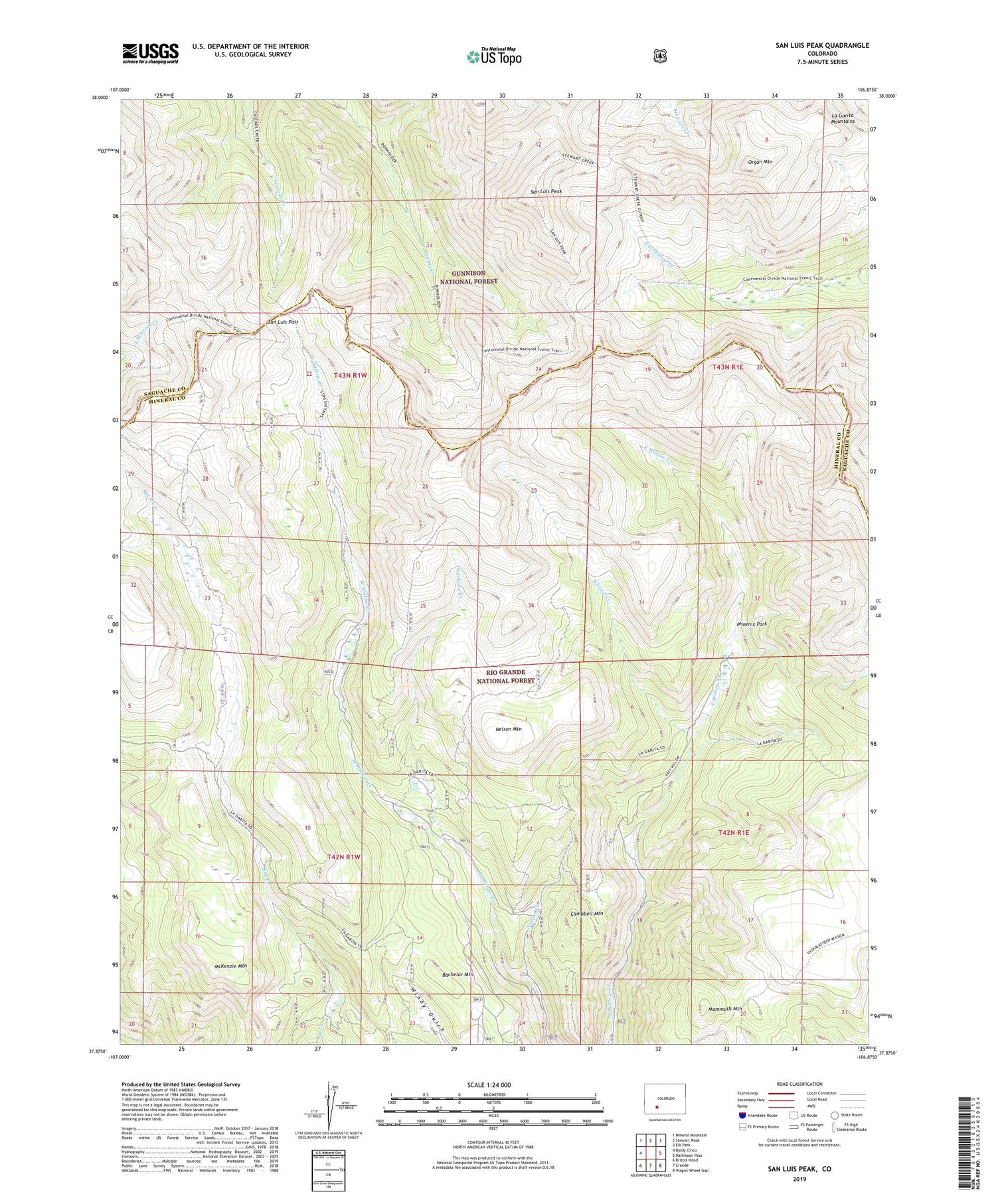 San Luis Peak Colorado US Topo Map Image