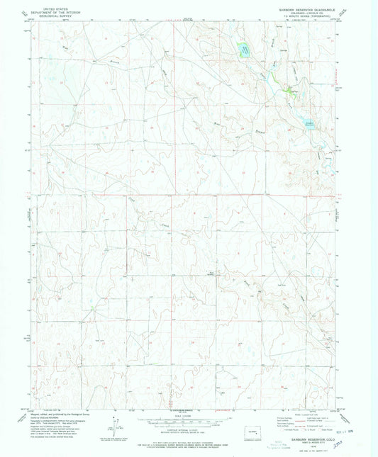 Classic USGS Sanborn Reservoir Colorado 7.5'x7.5' Topo Map Image