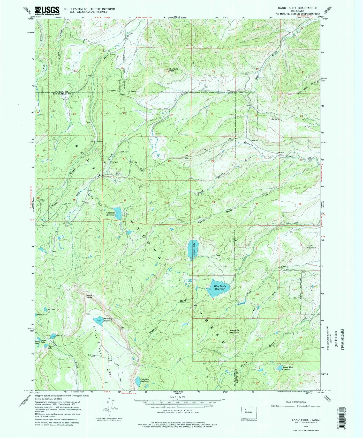 Classic USGS Sand Point Colorado 7.5'x7.5' Topo Map Image