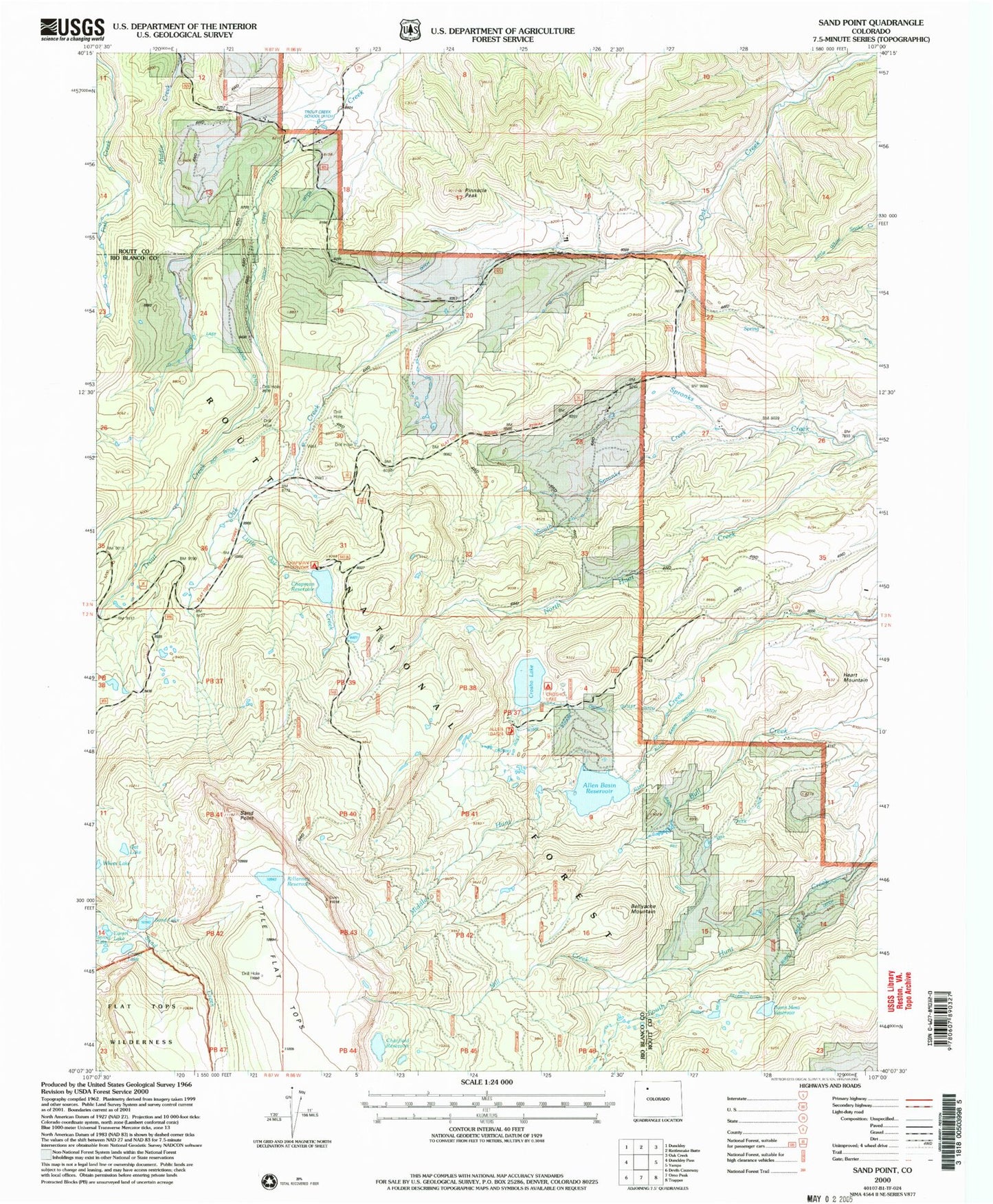 Classic USGS Sand Point Colorado 7.5'x7.5' Topo Map Image