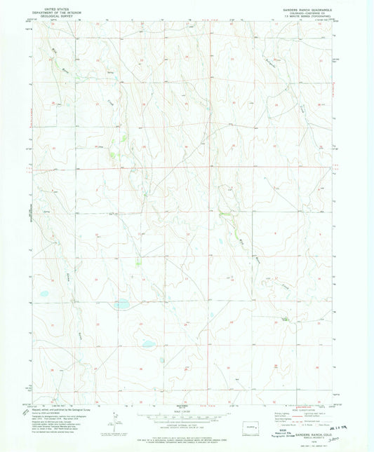 Classic USGS Sanders Ranch Colorado 7.5'x7.5' Topo Map Image