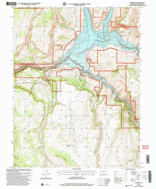 Classic USGS Sapinero Colorado 7.5'x7.5' Topo Map Image
