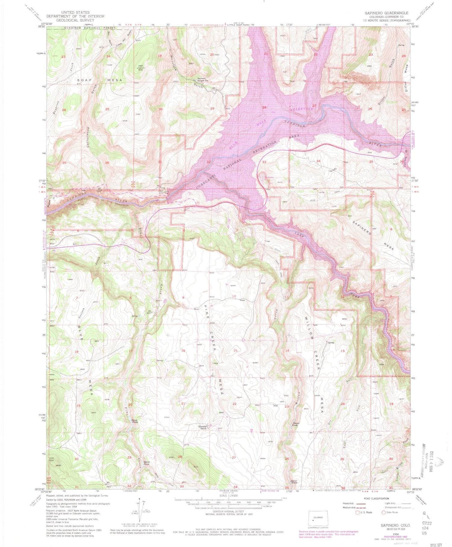 Classic USGS Sapinero Colorado 7.5'x7.5' Topo Map Image